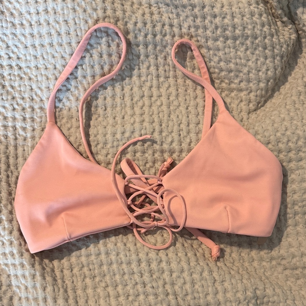 Pink Lace-Up Bralette